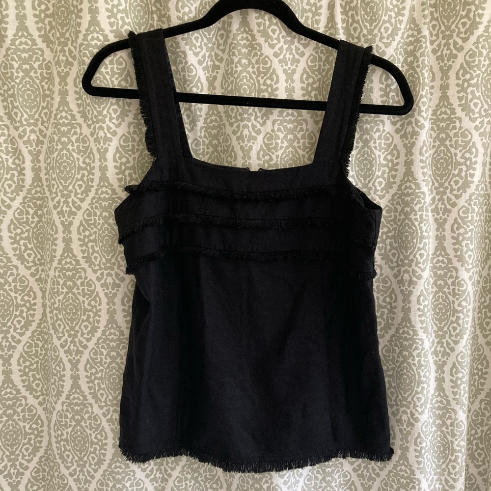 LOFT Black Fringe Accent Tank Top